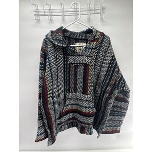 Baja Joe Mens Drug Rug Pullover Hoodie Blanket Baja Style Multi Color Size XL